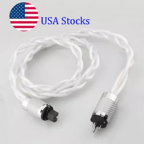 Cable de alimentación HiFi 15 AWG 5N OCC cable de audio de CA de EE. UU. enchufe enchapado en rodio de fibra de carbono - Imagen 1 de 15