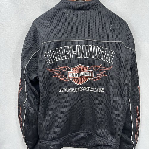 Harley Davidson Riding Gear Jacket Mens Medium Eagle Flame Mesh Armor Padded y2k - Picture 13 of 18
