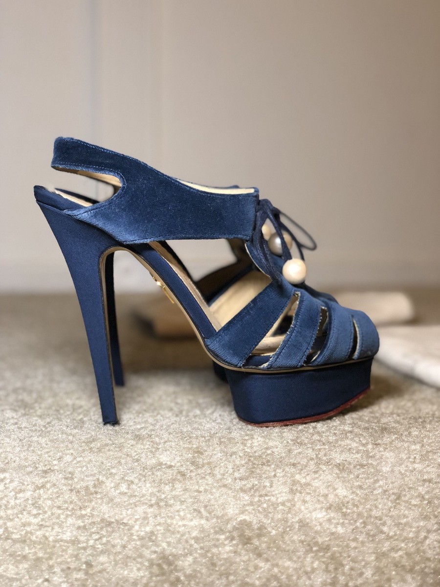 charlotte olympia 38.5 Blue Shoes with Pearls | eBay