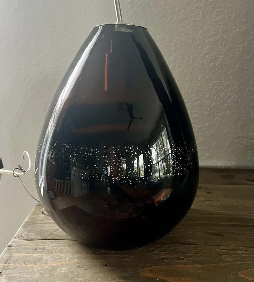 Pingente de vidro arte soprada marrom com faixa de flocos de prata - LBL Miyu MSRP $395 - Imagem 3 de 4