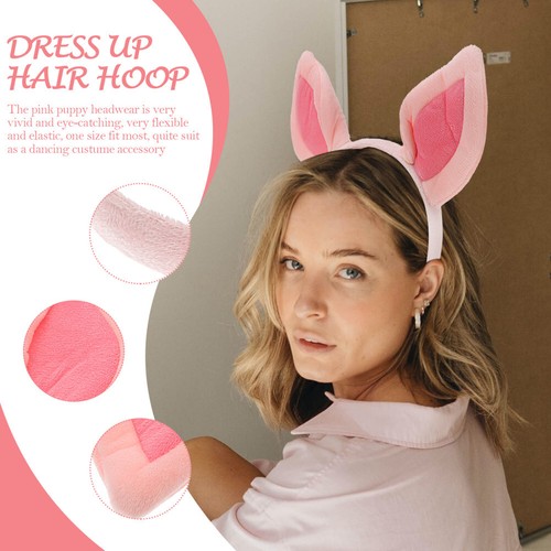 Super Pig Ear Headband Animal Cosplay Pink Puppy Ear Headwear Performance Prop - 第 9/12 張圖片