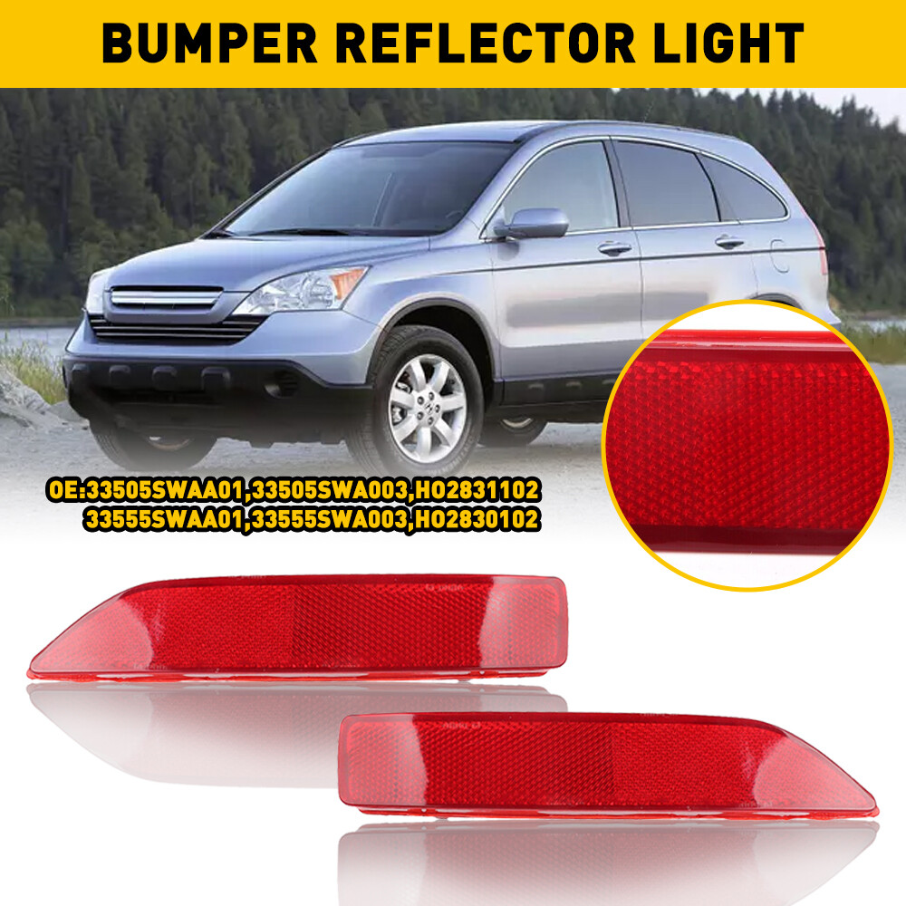 Red Lens Rear Bumper Reflector Marker Pair for 45116 Honda CRV CR-V Left Right