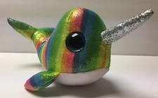 Ty Nori Plush Narwhal Unicorn of the Seas Fish 12" Sparkle Rainbow Glitter Eyes