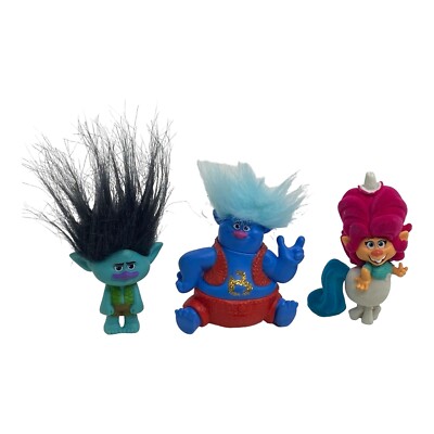   3'' TROLLZ DOLL MOVIE FIGURES LOT OF 3 EUC