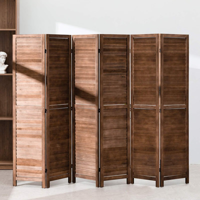 6 Panel Wood Room Divider 5.75 Ft Tall Privacy Wall Divider Folding Wood Screen 