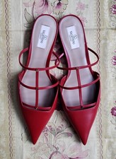 Valentino Garavani Rockstud Red Leather Flats Shoes IT40 9 BNIB 