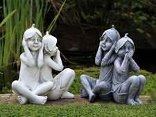 Garden Ornaments Pixie Cherub Fairy Speak Hear no Evil Statue Decor Decoration