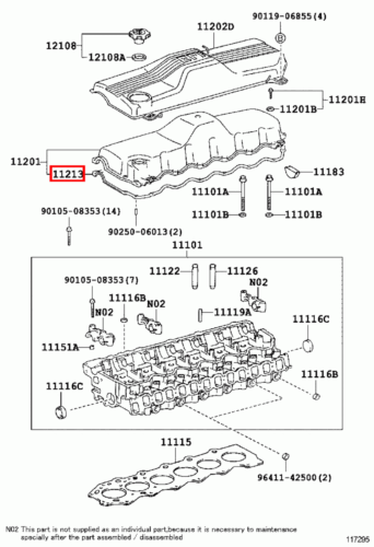 Genuine LandCruiser HDJ100 1HD FTE 4.2 Diesel Rocker Cylinder Head Cover Gasket - Picture 5 of 8