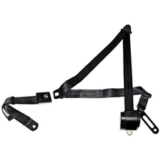 CJ Classics Seat Belt Retractable 3-Point Black With Vintage Push Button Fron...