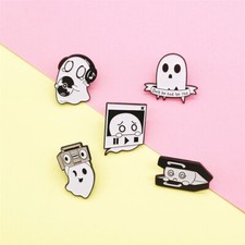 Silly Ghost Lapel Enamel Pin Brooch Funny Briefcase Halloween Scary Spooky Cute