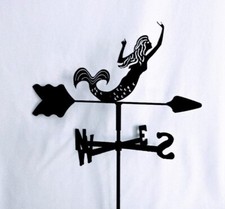 Mermaid Garden Style Weathervane Black Wrought Iron Look Made in USA