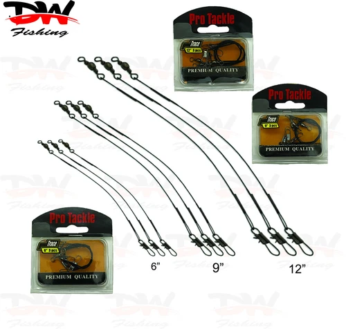 Cobalt Blue Pro Tackle Nylon coated wire trace, 6" 9" 12" Length, Pre Made Trace