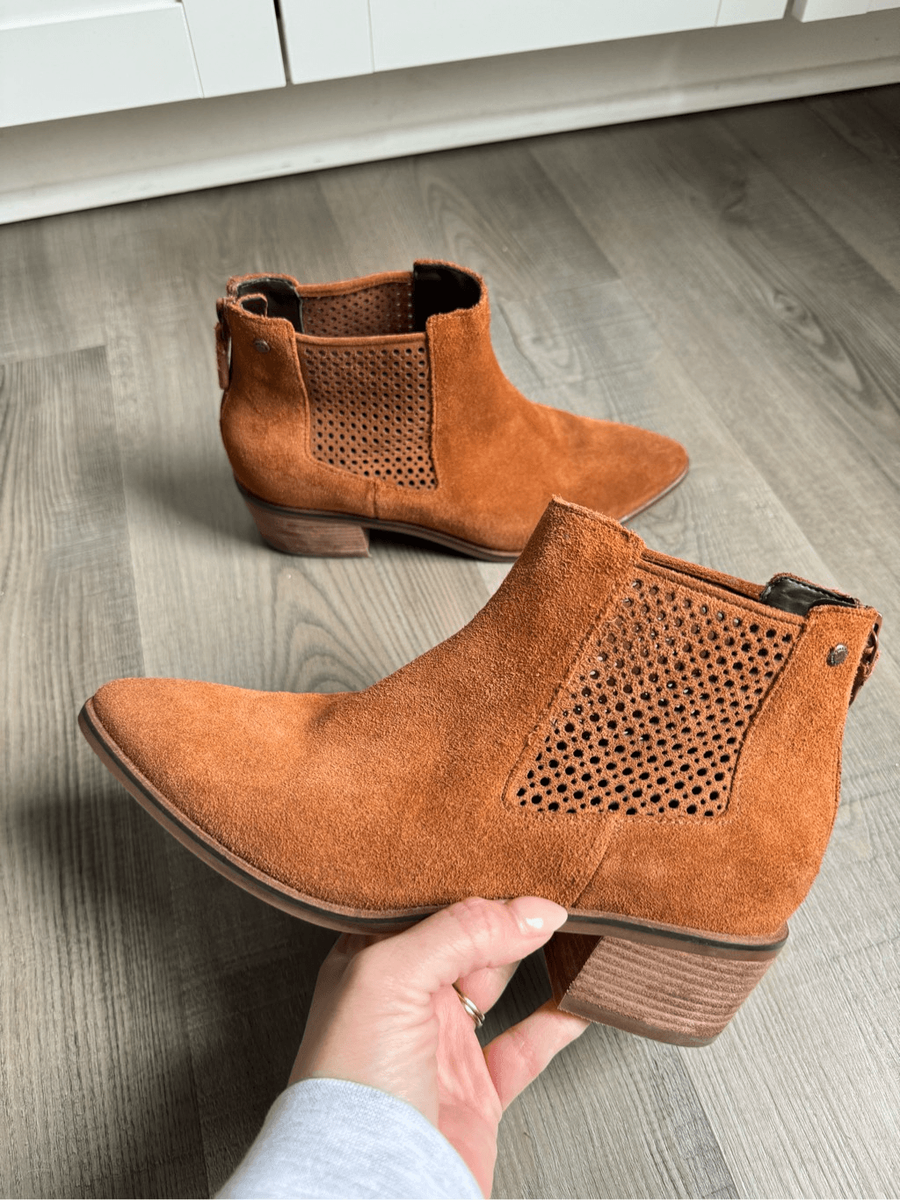 Cole Haan Tan Leather Ankle Boots Cole Haan Laina British Tan Princess Leather Almond Toe Pull  main image 4