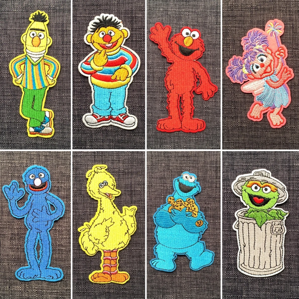 SESAME STREET Muppets Elmo Bert Ernie 100% Embroidered Patch Badge Motif Iron-On