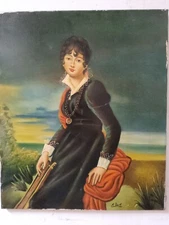 Painting Portrait Lady Noble Hand Painted Oil on Canvas 19 11/16x23 5/8in