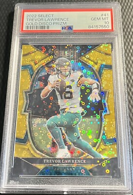 2022 Trevor Lawrence 10/10 PSA 10 Select Gold Disco Prizm Card #41 - Jaguars