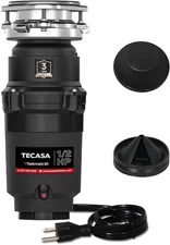 1/2 HP Garbage Disposal, TECASA Food Garbage Disposal with Power Cord, Stainless
