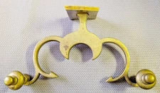 Vintage Virginia Metalcrafters Brass Double Jamb Hook W/ Finials 3.5x5.5"