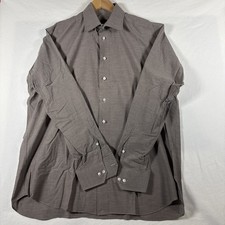 Robert Talbott Estate Dress Shirt 16 1/2 35 Light Brown Cotton Vintage USA Made