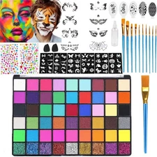 Professional Face Painting Kit for Kids Adults - 54 Colors Non Toxic Water Ac...