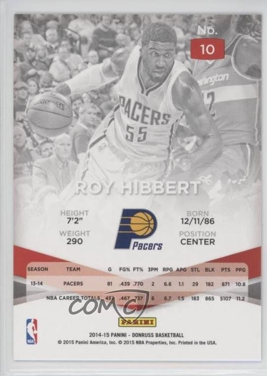 2014-15 Panini Donruss Elite Set Purple /199 Roy Hibbert #10 - Image 2 of 2