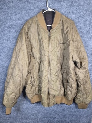 Sean John Jacket Mens 2XL Brown Tan Reversible Quilted Bomber Winter Zip Coat