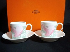 Ensemble soucoupe tasse Hermès Pivoine vintage porcelaine de Limoges Les Pivo...