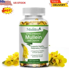 120 Mullein Leaf Capsules for Lung Cleansing&Detox Herbal Dietary Supplement