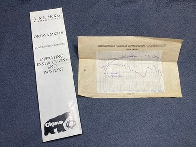 Oktava MK-319 Microphone Instruction Booklet w/ Graph