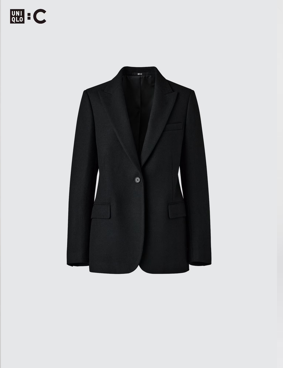 Uniqlo Tweed Tailored Jacket Black S