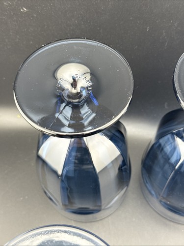 Libbey Duratuff Gibraltar Antique Blue 7" Iced Tea Water Glasses Goblet Set Of 4 - Picture 14 of 14