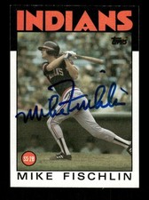 1986 Topps  283 Mike Fischlin signed auto autograph  centered, blue sharpie ASC 