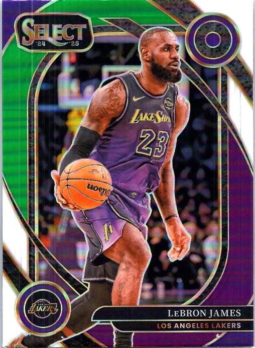 2024-25 Panini Select #241 LeBron James Green White Purple Prizm