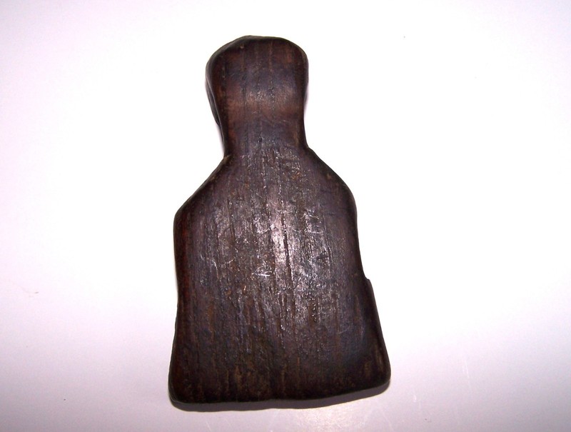 Antique Hand Carved Wooden Animal Amulet With Prayer Hole - Neat Example