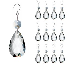 12pcs Crystal Suncatchers, Teardrop Chandelier Prism Clear