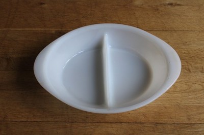 Glasbake ofenfest oval geteilt/geteilt Servierschale Ofentisch weiß