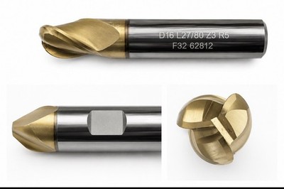 Pilana Carbide Ball Nose End Mill D16 L27/80 Z3 R5 F32 62812