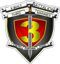 US Marine Corps Badge Sticker 1st Battalion 3rd Marines Lava Dogs