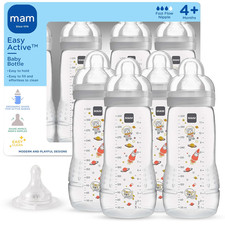 Easy Active Baby Bottle 4 Pack, 11Oz, BPA Free, Fast Flow Silicone Nipple, Anti-