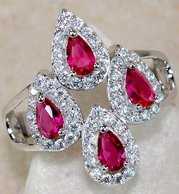 2CT Heat Treated Rubellite Tourmaline 925 Solid Sterling Silver Ring Sz 6 MM1-1