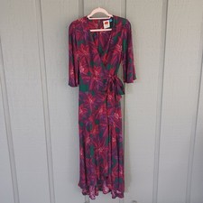 Farm Rio Vieques Wrap Maxi Dress Size XS Women Boho Floral Viscose Defect Read