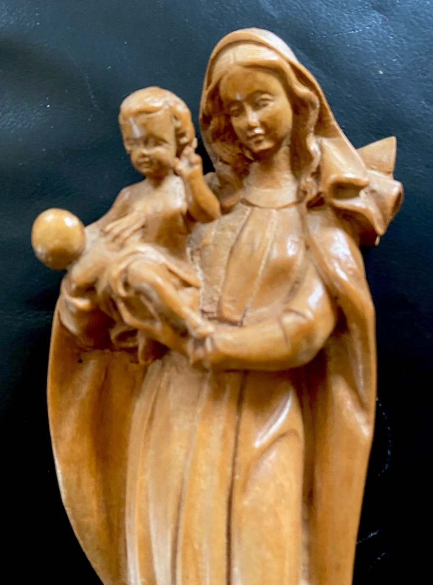Alte Holzgeschnitzte Figur - Maria mit Jesuskind - geschnitzt für die Wand
