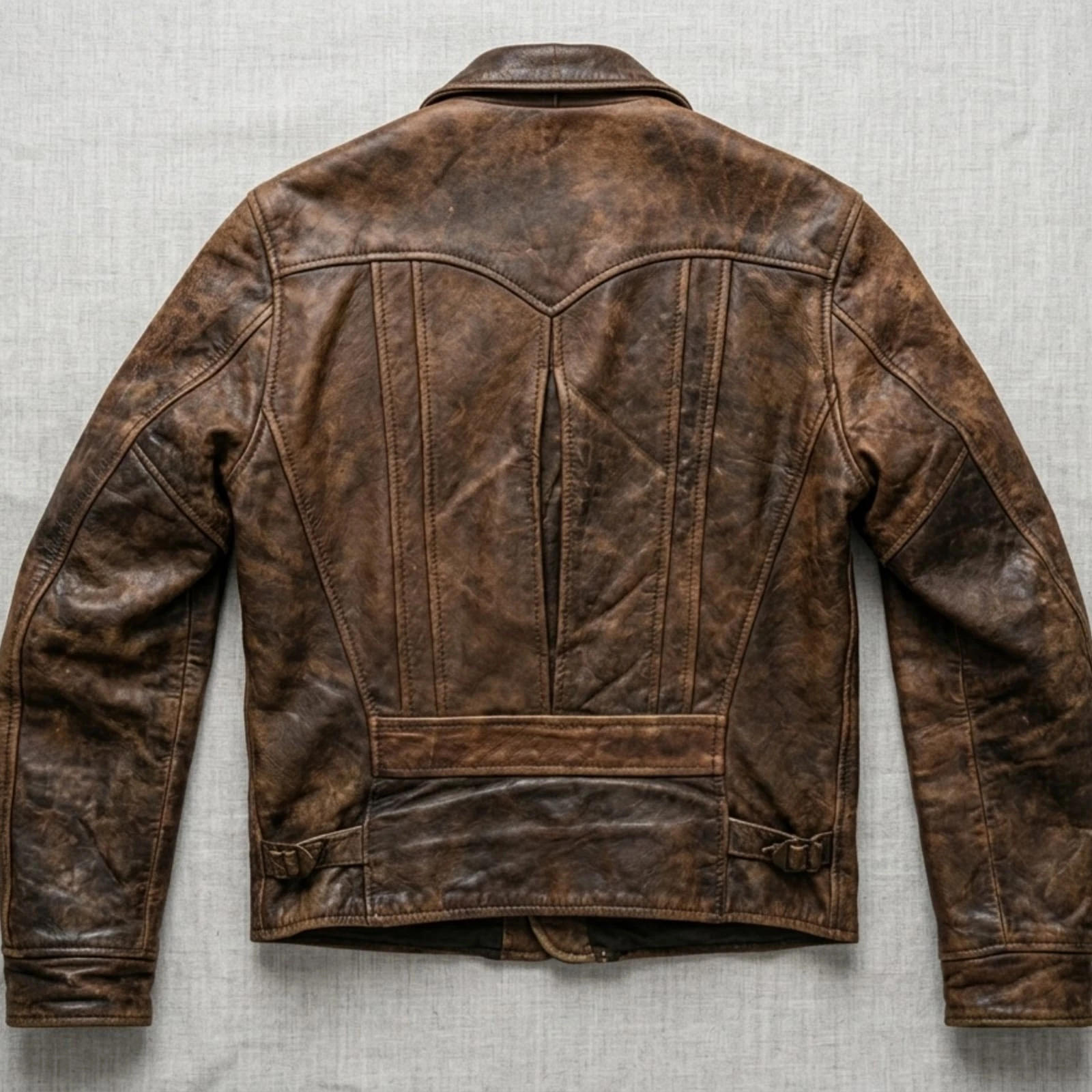1930s Style Distressed Cowhide Leather Jacket Asymmetrical Vintage Rider Coat - product detail image 12