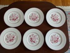 COPELAND SPODE'S MANSARD S1353 RARE RED FLORAL SET 6 BREAD  BUTTER PLATES 1932