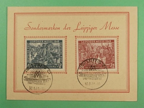DR WHO 1949 GERMANY FDC LEIPZIG FAIR MAXIMUM CARD SEMI POST COMBO R39102