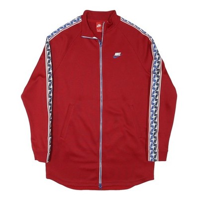 NIKE Herren rot blau Swoosh Reißverschluss Jacke M Polyestermischung Sportbekleidung Track Top