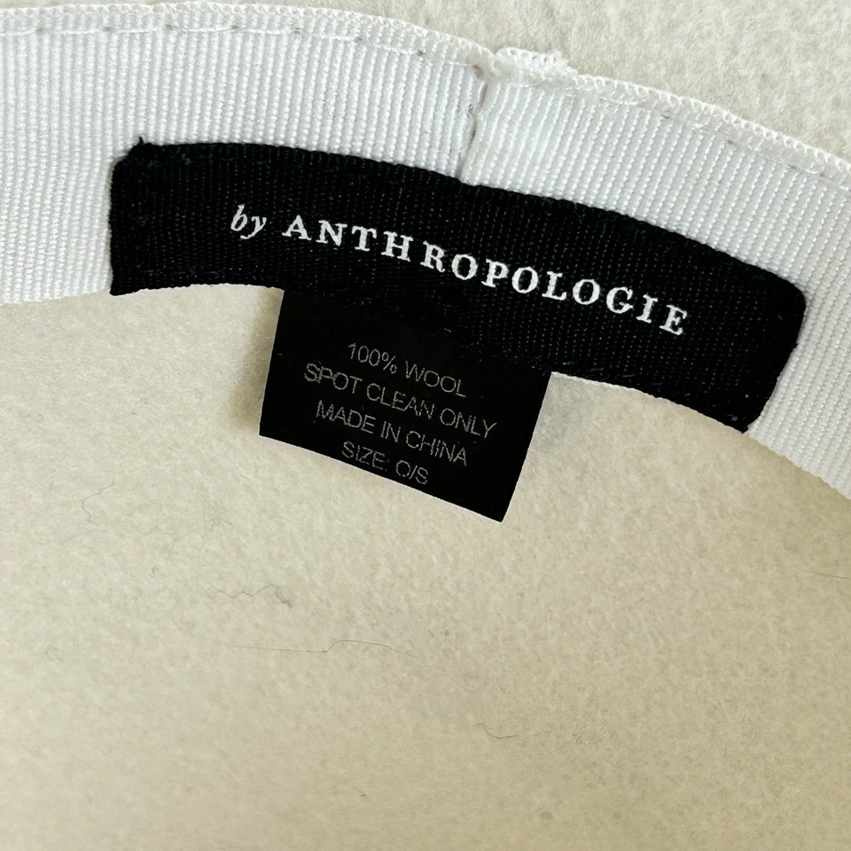 Anthropologie 100% Wool Felt Cowboy Rancher Hat Cream White Leather Band RV $129 - Image 2 of 4