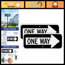 Right Arrow One Way Sign - 18x6" Reflective Aluminum, Rust-Free, Weather Resista