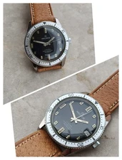 60s MAUSER VINTAGE DIVER CAL. FHF ST 96-4 WATCH WATCHES WATCH 36mm BLACK DIAL!