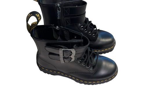 Dr. Martens 1460 Alt Black Leather Double Buckle Combat Boots Women’s 9 EUC